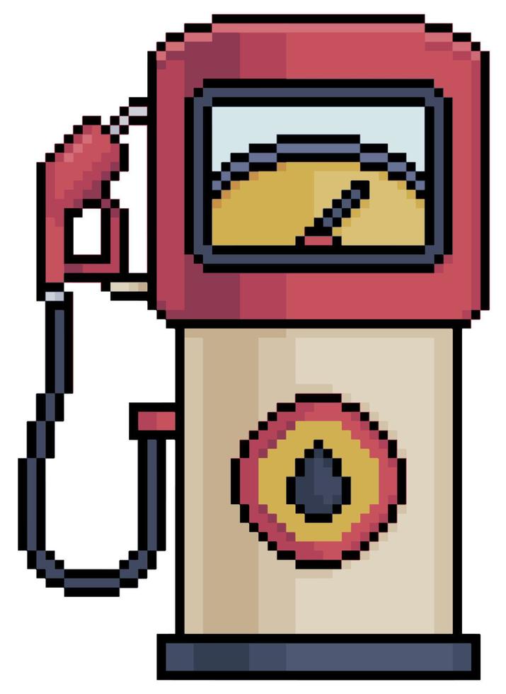 pixel art gas pump vektor ikon för 8-bitars spel på vit bakgrund