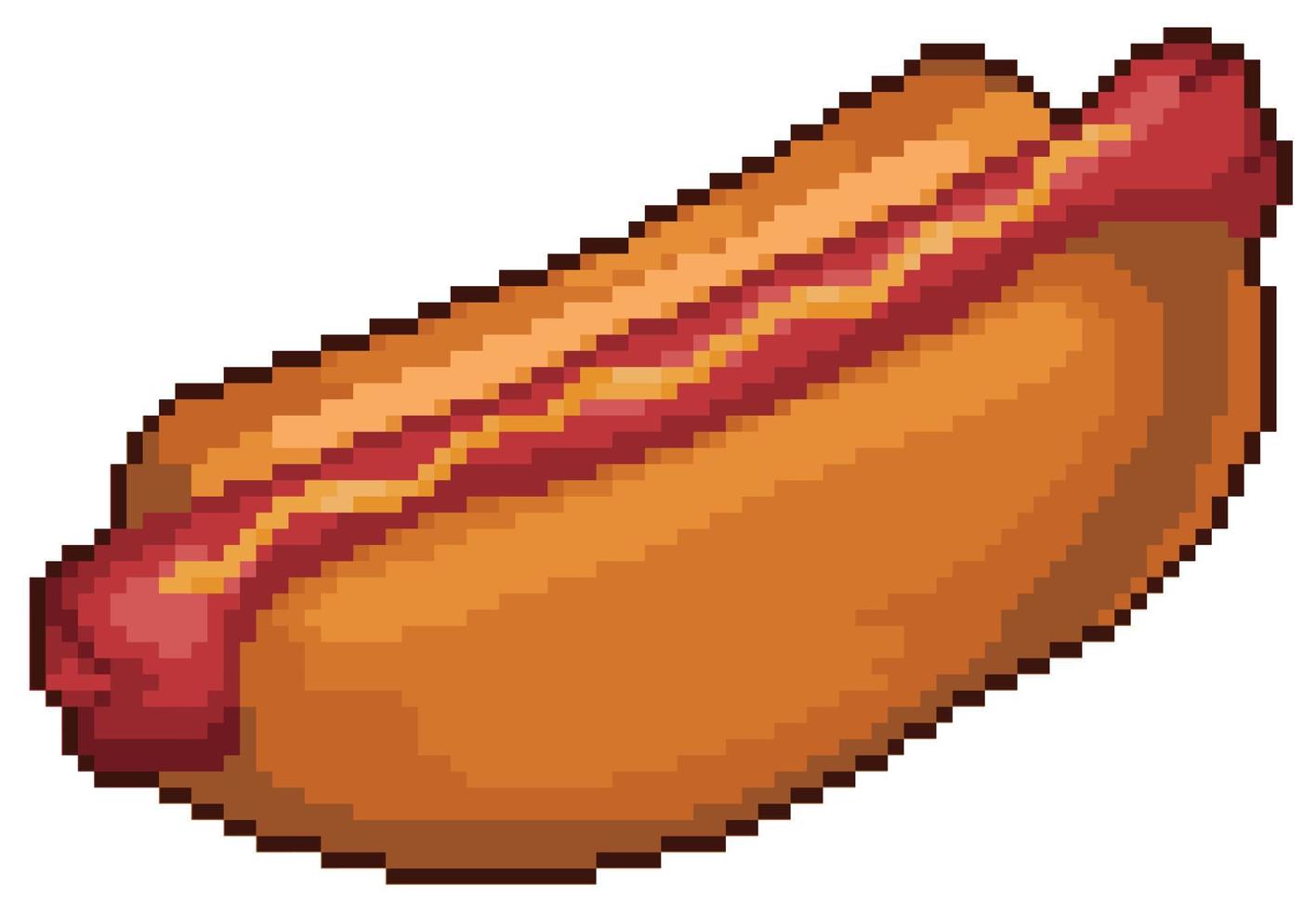 Pixel Art Hot Dog Fast Food 8-Bit-Spielelement auf weißem Hintergrund vektor