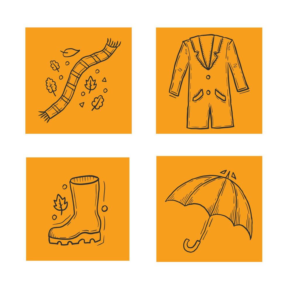 Herbst traditionelle Kleidung gemütliche Doodle ClipArt vektor