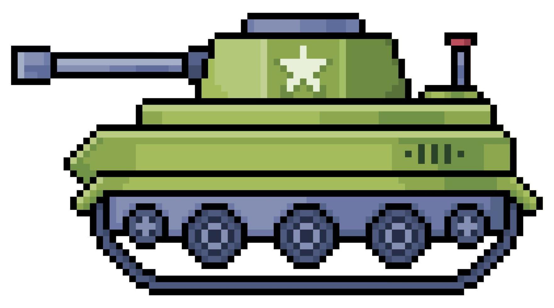 pixel art battle tank vehicle vektor för 8 bitars spel