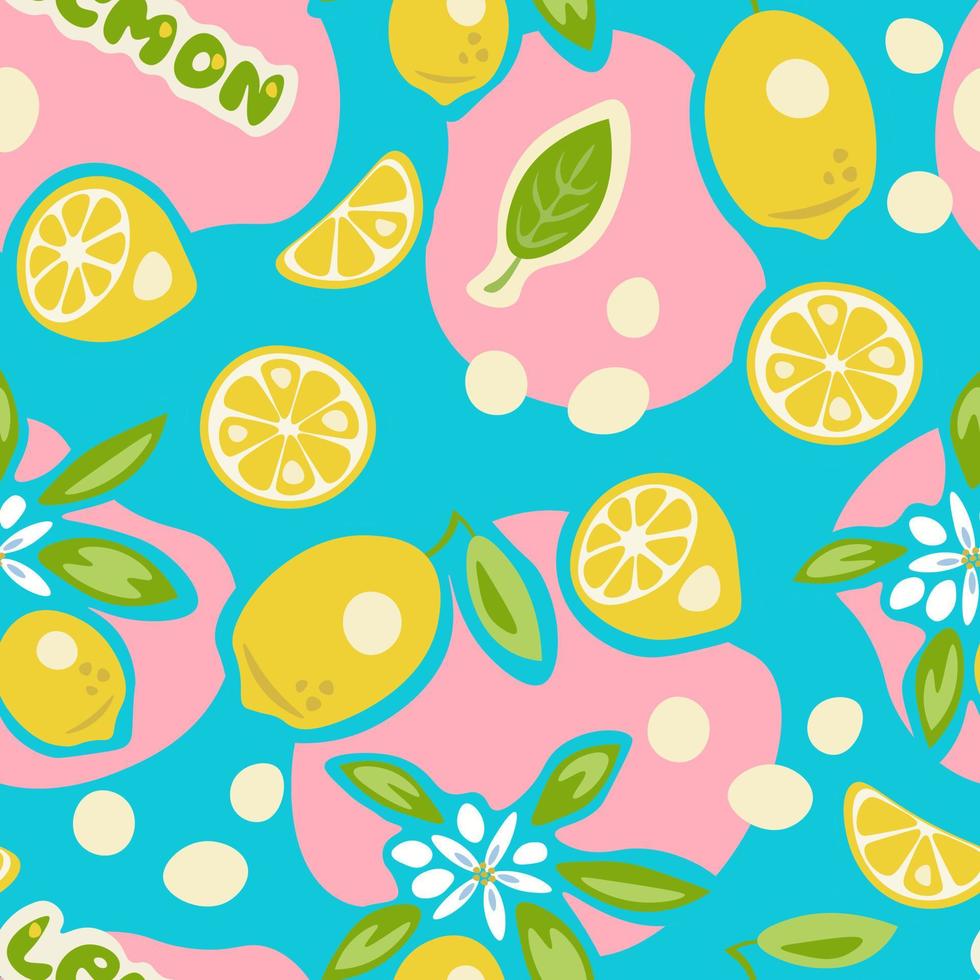 citron mönster på färgglada sommar bakgrund vektor