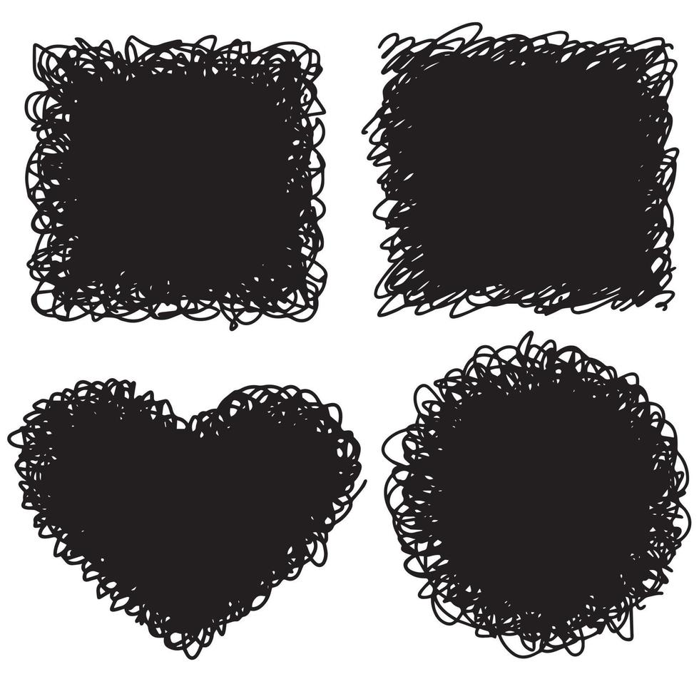 uppsättning vektorramar, effekter för fotografering. doodle form kvadrat, cirkel, hjärta. vektor