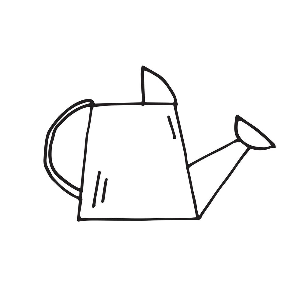 vektorritning i doodle stil. vattenkanna. enkel illustration av en vattenkanna för trädgårdsredskap vektor
