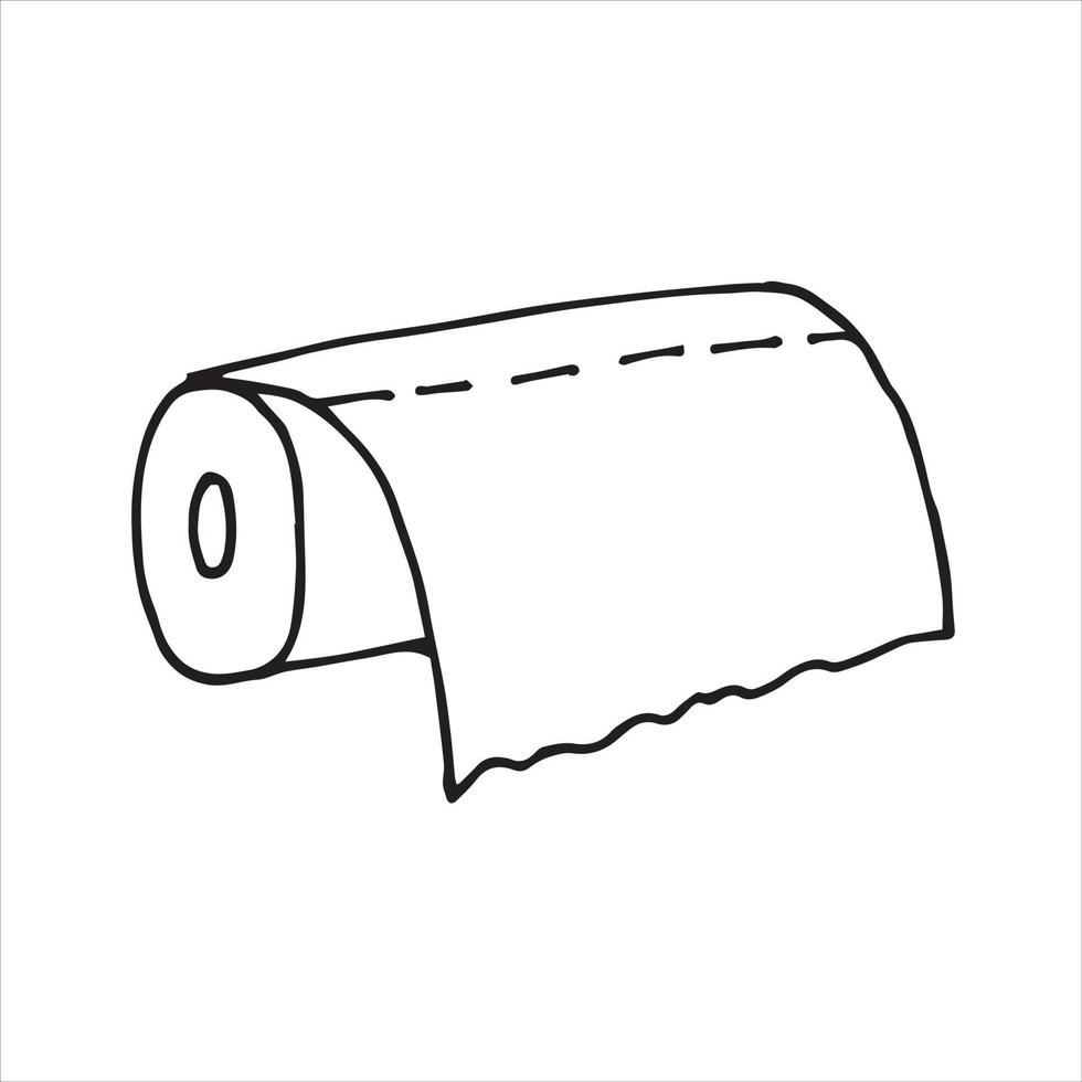 vektor illustration i doodle stil. rulle med pappershanddukar, servetter, toalettpapper. enkel ritning, ämne för sanitet, hygien. daglig användning i hemmet