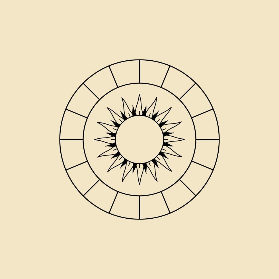 solen vektor line art badge logotyp symbol illustration design