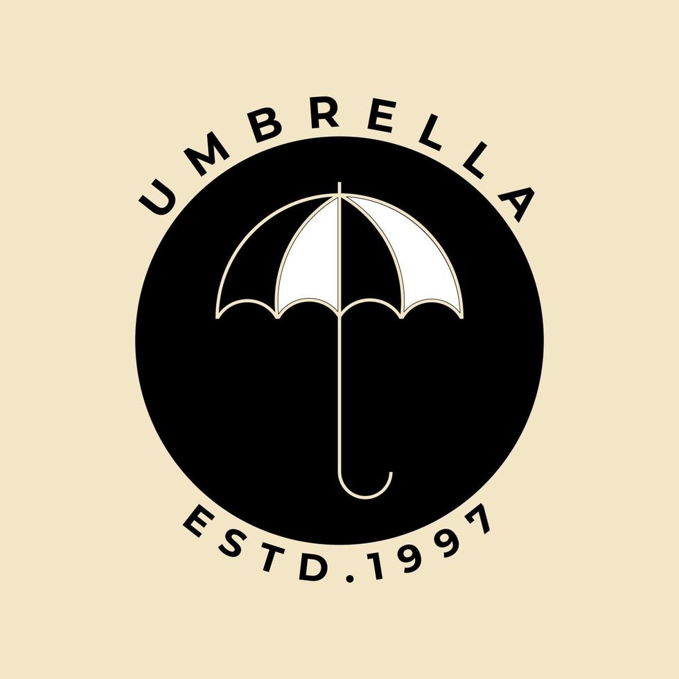 paraply badge vintage logotyp vektor illustration malldesign