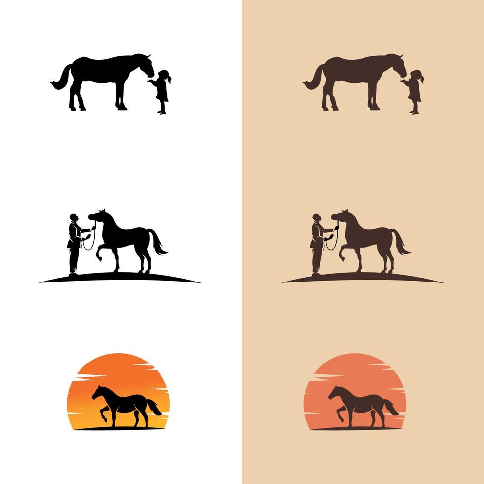 Logo-Vorlage für Reiter. Pferde und Menschen Vektordesign. Tierillustration vektor