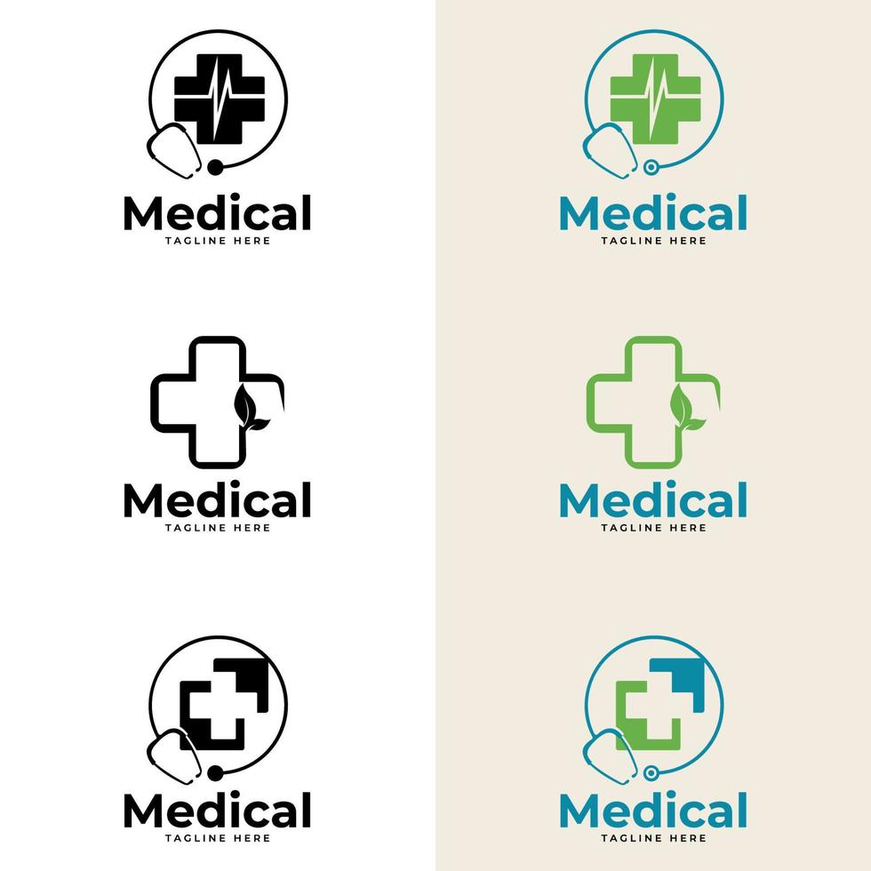 medicinsk apotek logotyp formgivningsmall. illustration design av business logotyp klinik. vektor