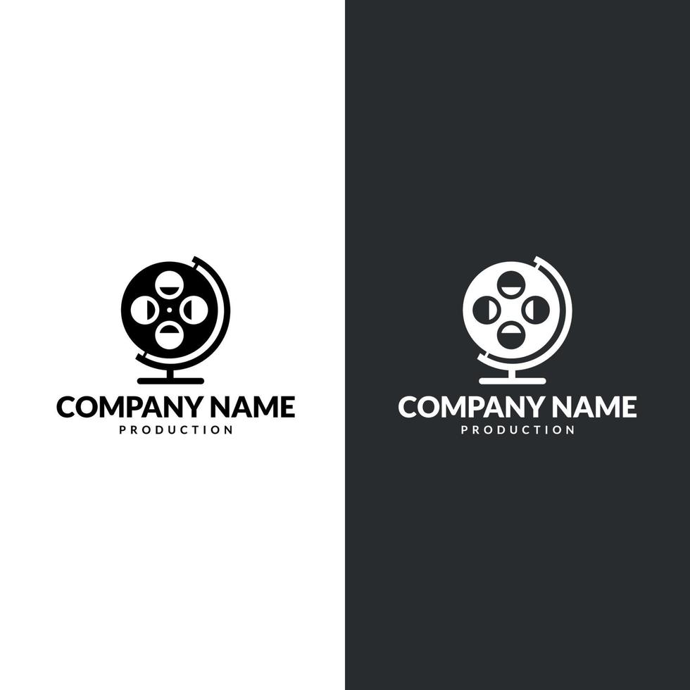 Emblem-Logo-Design für Kinoetiketten. Filmrolle Logo Vektor schwarz Kino und Film