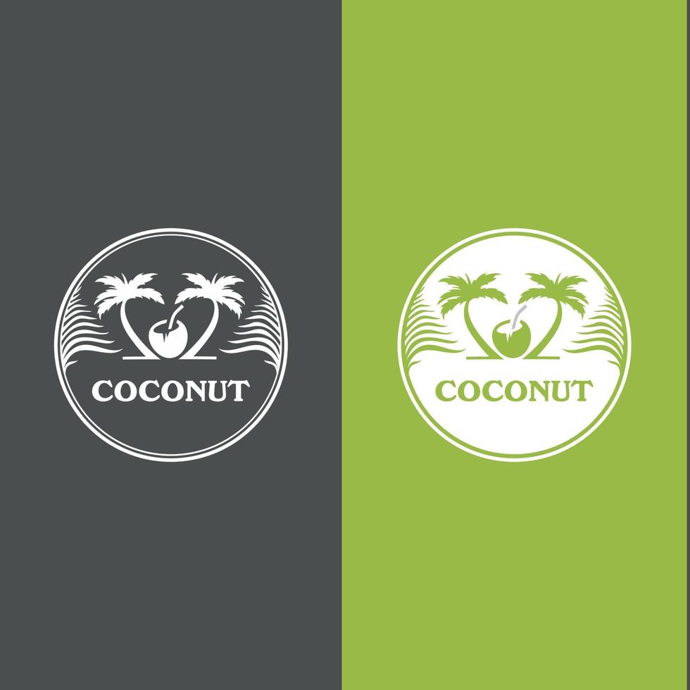 kokos logotyp mall. vektor illustration tecknad platt ikon isolerad på vitt.