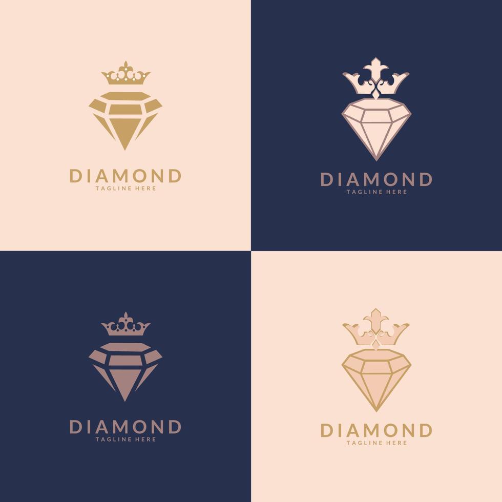 Diamant-Schmuck-Logo-Design-Vektor-Vorlage. symbole für kosmetik, schmuck, schönheitsprodukte vektor