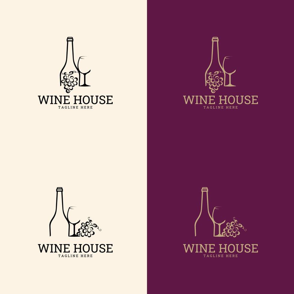 Wein-Logo-Design-Vorlage. Vektorsymbol für Restaurantmenü. vektor