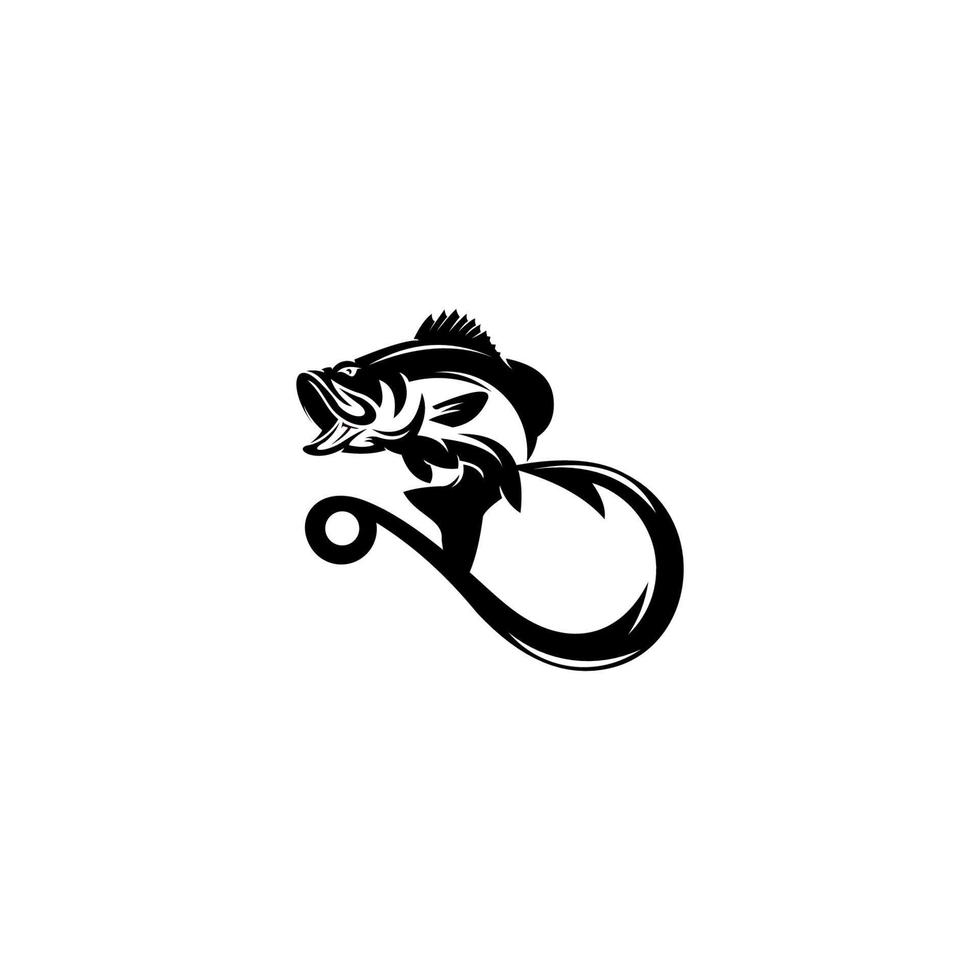 Angeln-Logo. Wildfisch-Logo, Fliegenfischer-Logo, Angelhaken. Design isoliert weißer Hintergrund vektor