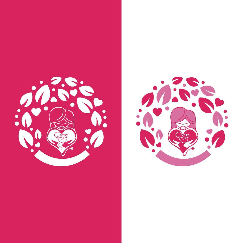 kvinna gravid logotyp, mamma vård ikon, vektor illustration på vit bakgrund