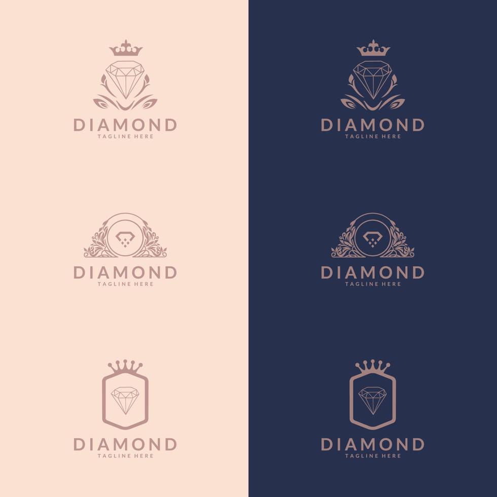 diamant smycken logotyp design vektor mall. symboler för kosmetika, smycken, skönhetsprodukter