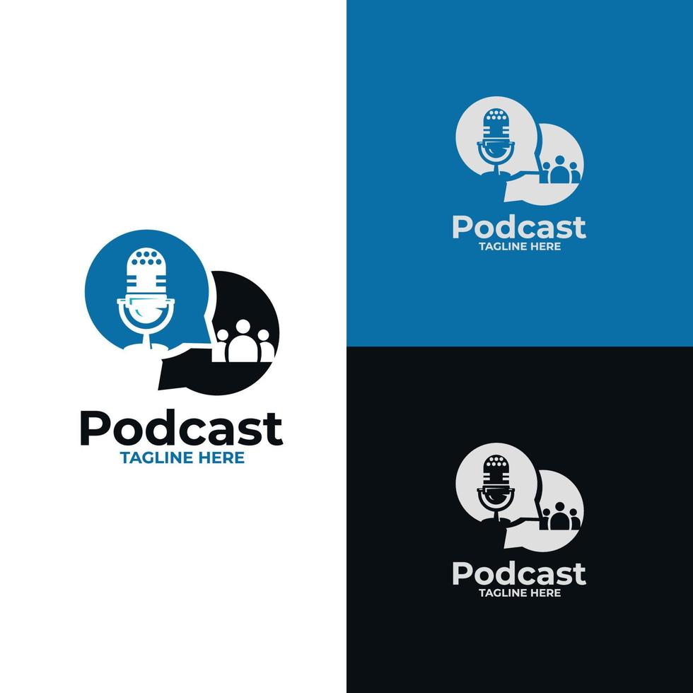 Podcast-Logo. Mikrofonsymbol auf weißem Hintergrund. Symbol Vektor Vorlage flaches Design
