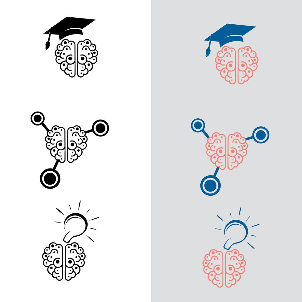 hjärnan logotyp siluett design vektor mall. tänka idé koncept. lämplig för företagslogotyp, tryck, digital, ikon, appar och annat marknadsföringsmaterial. hjärnan logotyp set