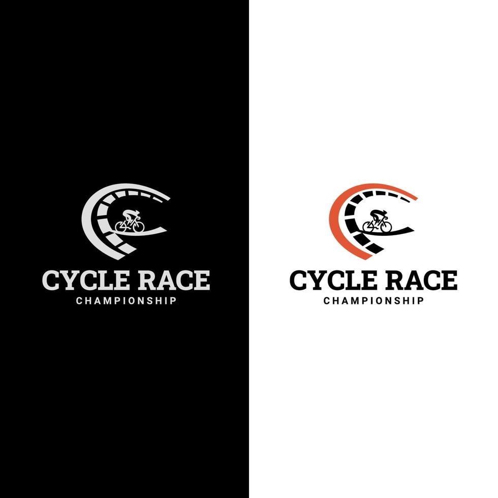 människor som cyklar logotyp illustration vektor ikon mall. cykellopp. sport emblem.