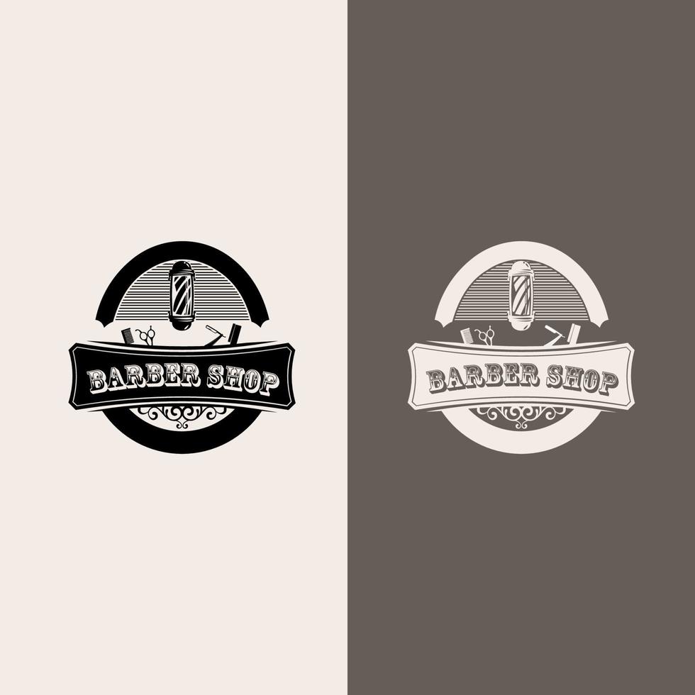 uppsättning vintage barber shop märken och emblem. logo design premium vektor