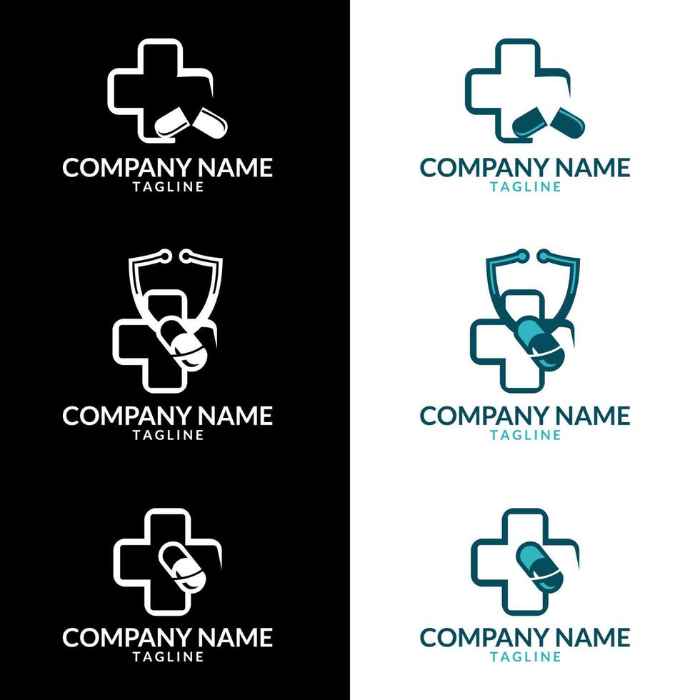 medicinsk apotek logotyp formgivningsmall. illustration design av business logotyp klinik. vektor
