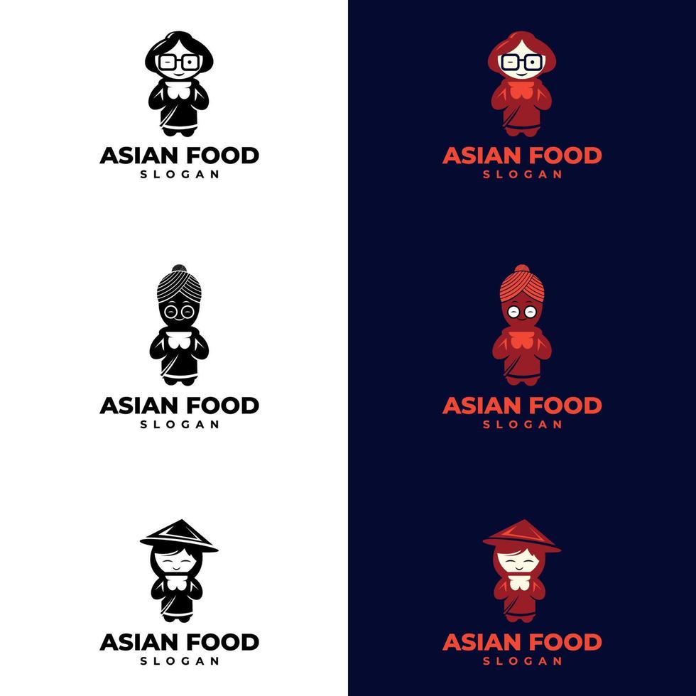 Logo-Vorlagen für asiatische Lebensmittel festgelegt. geeignet für Firmenlogo, Druck, Digital, Symbol, Apps und andere Marketingmaterialzwecke. vektor