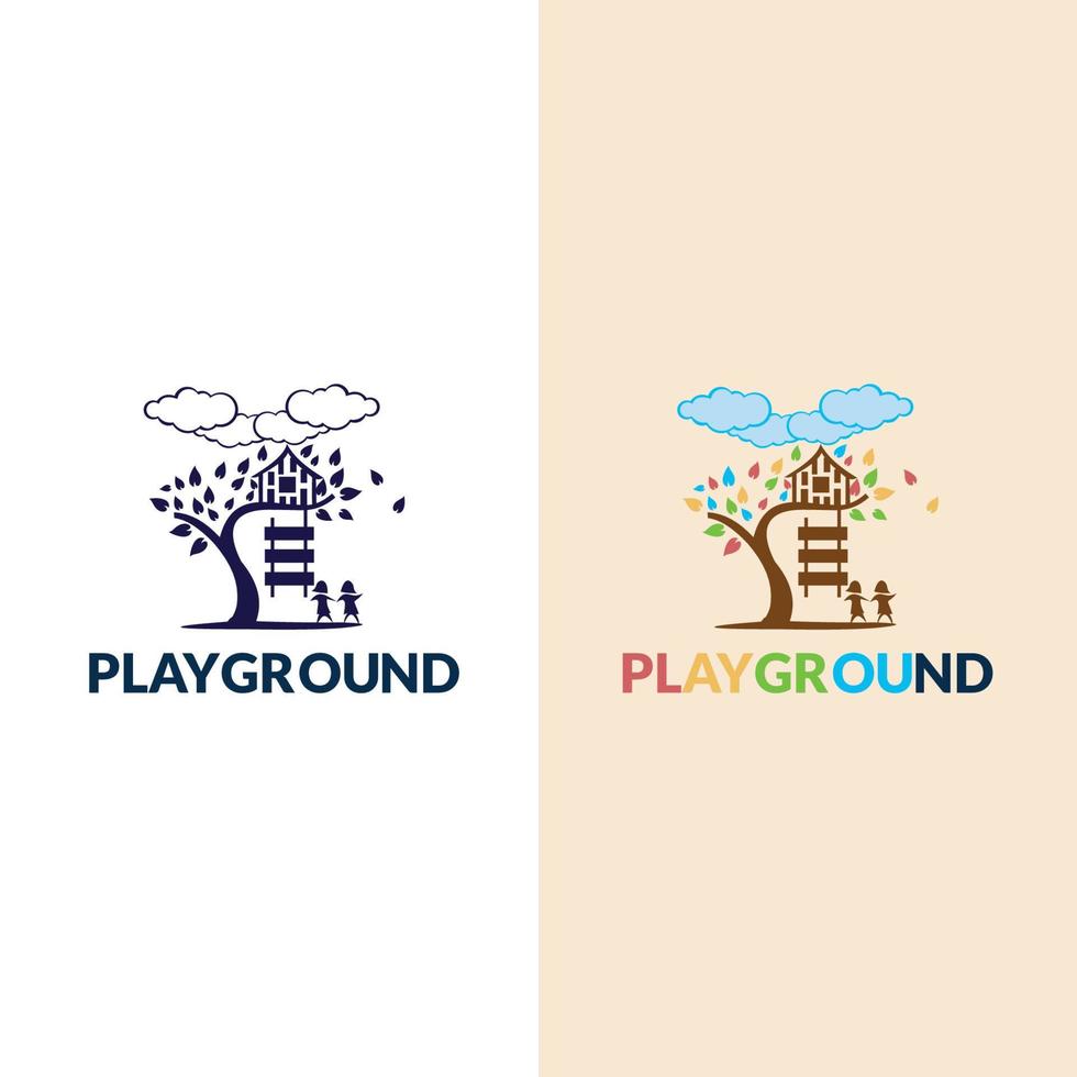 Spielplatz-Vektor-Logo-Illustration. Spielgruppe, Vorschule, Kindergarten-Logo-Vorlage vektor