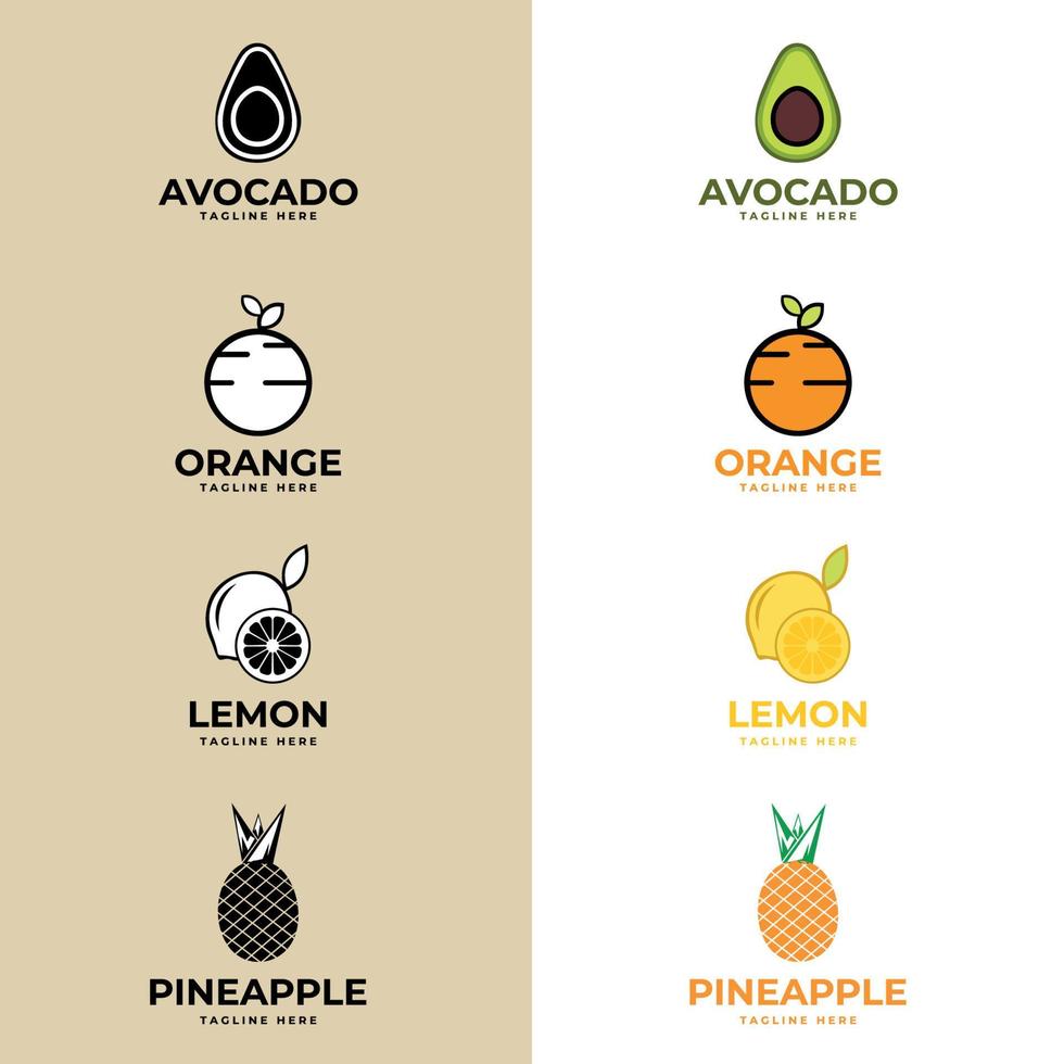 frukt, etikett, exotiska frukter logotyp. frukt ikon logotyp modern vektorillustration vektor