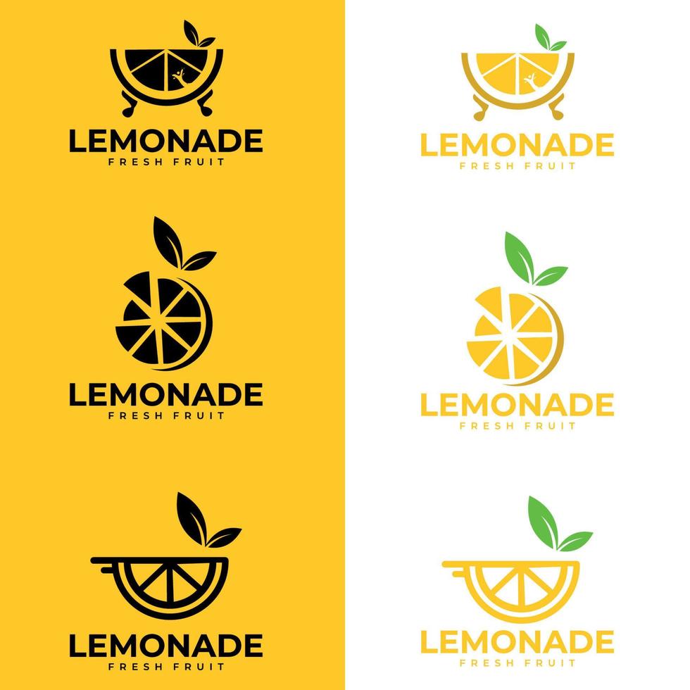 frukt citron färsk logotyp design vektor symbol ikon illustration. logotyp för färsk dryck