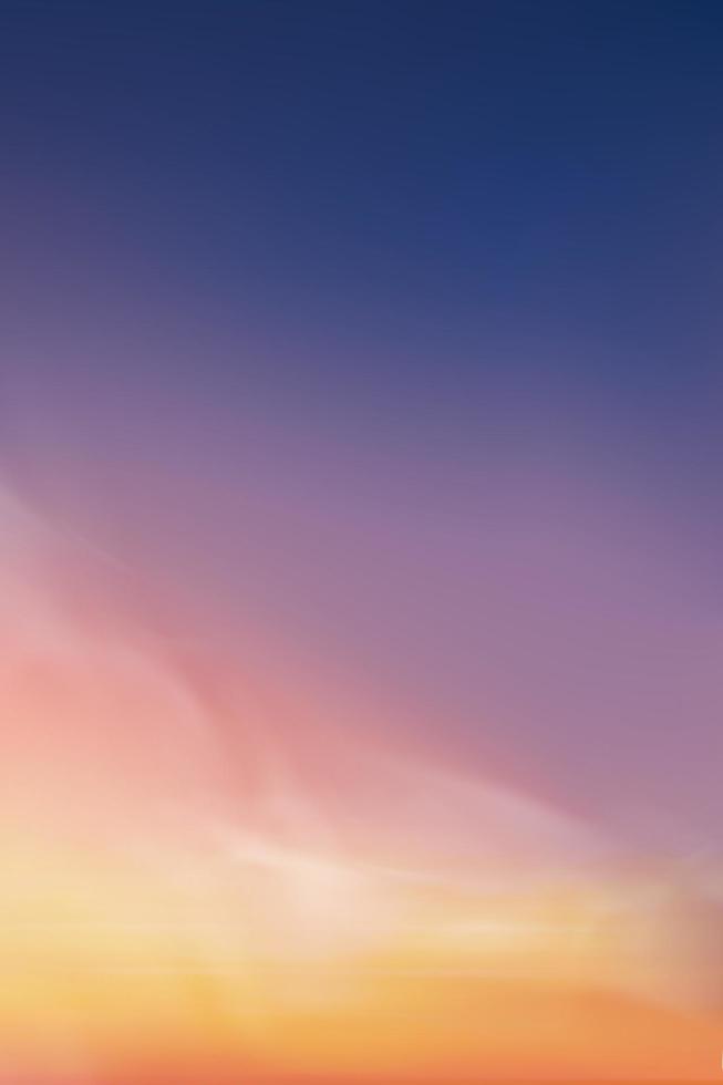 solnedgång på kvällen med orange, gul, rosa och blå himmel, vertikal dramatisk landskapssoluppgång på morgonen, vektorskymningshimmel, skymningsbanner av solljusreflektion vid havet under fyra årstider bakgrund vektor