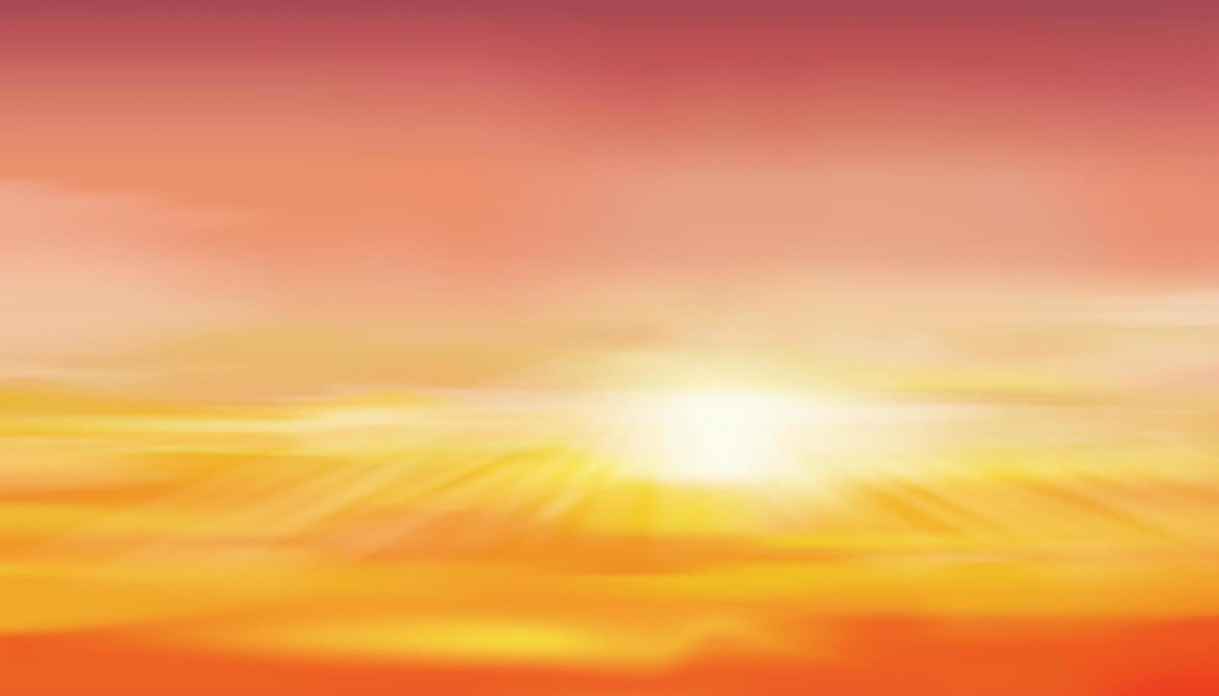 Sonnenaufgang am Morgen mit orangefarbenem, gelbem und rosafarbenem Himmel, dramatische Dämmerungslandschaft mit Sonnenuntergang am Abend, Vektornetz-Horizont-Skyline-Banner mit Sonnenuntergang oder Sonnenlicht für den Hintergrund von vier Jahreszeiten vektor