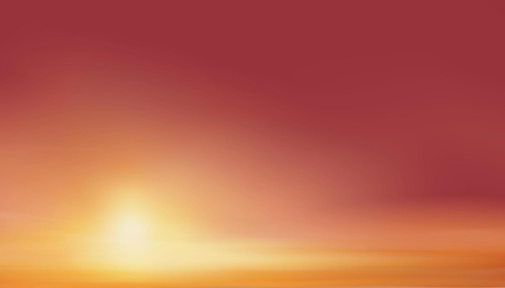 Sonnenaufgang am Morgen mit rotem, orangefarbenem, gelbem und rosafarbenem Himmel, dramatische Dämmerungslandschaft mit Sonnenuntergang am Abend, Vektormaschenhorizont-Himmelsfahne des Sonnenuntergangs oder Sonnenlichts für Hintergrund mit vier Jahreszeiten vektor