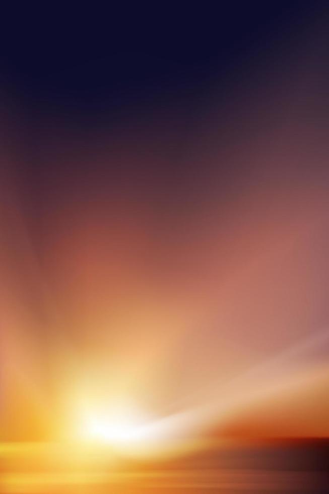solnedgångshimmel på kvällen med orange, gul och lila färg, dramatiskt skymningslandskap med mörkblå himmel, vektor vertikal bakgrundsbanner vacker naturlig soluppgång för våren, sommarbakgrund