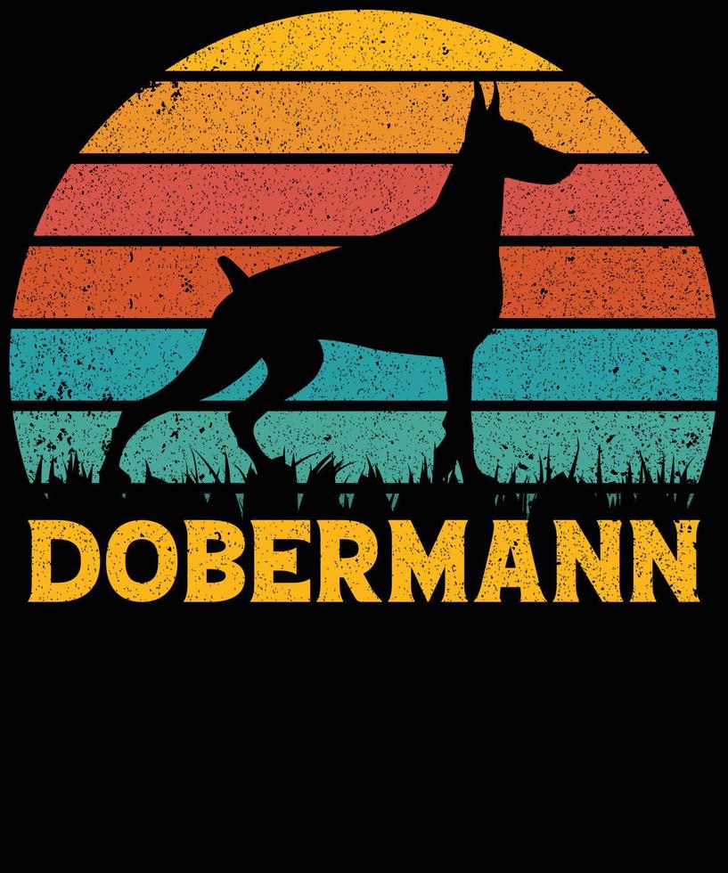 rolig dobermann corgi vintage retro solnedgång silhuett gåvor hund älskare hundägare viktig t-shirt vektor