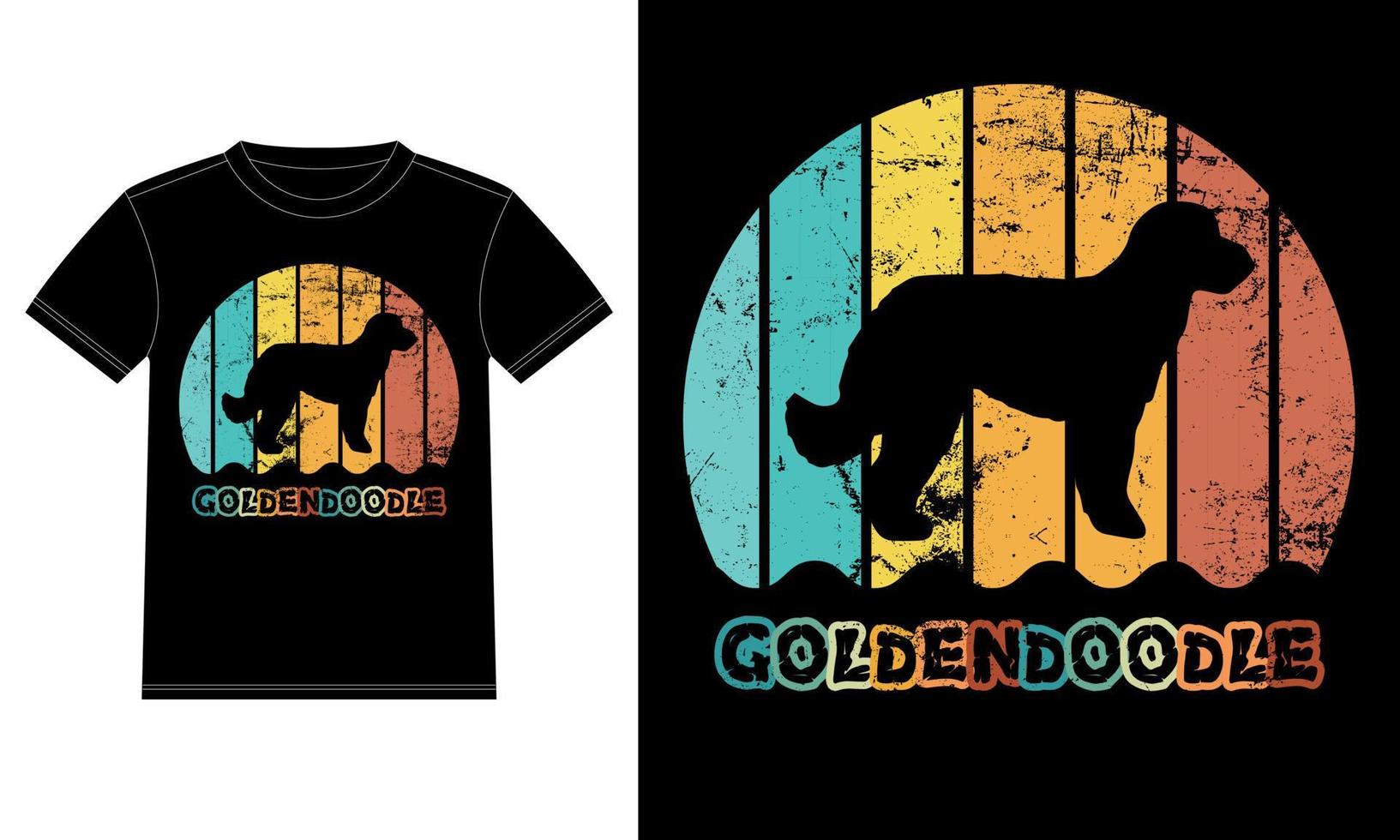 rolig goldendoodle vintage retro solnedgång silhuett gåvor hund älskare hundägare viktig t-shirt vektor