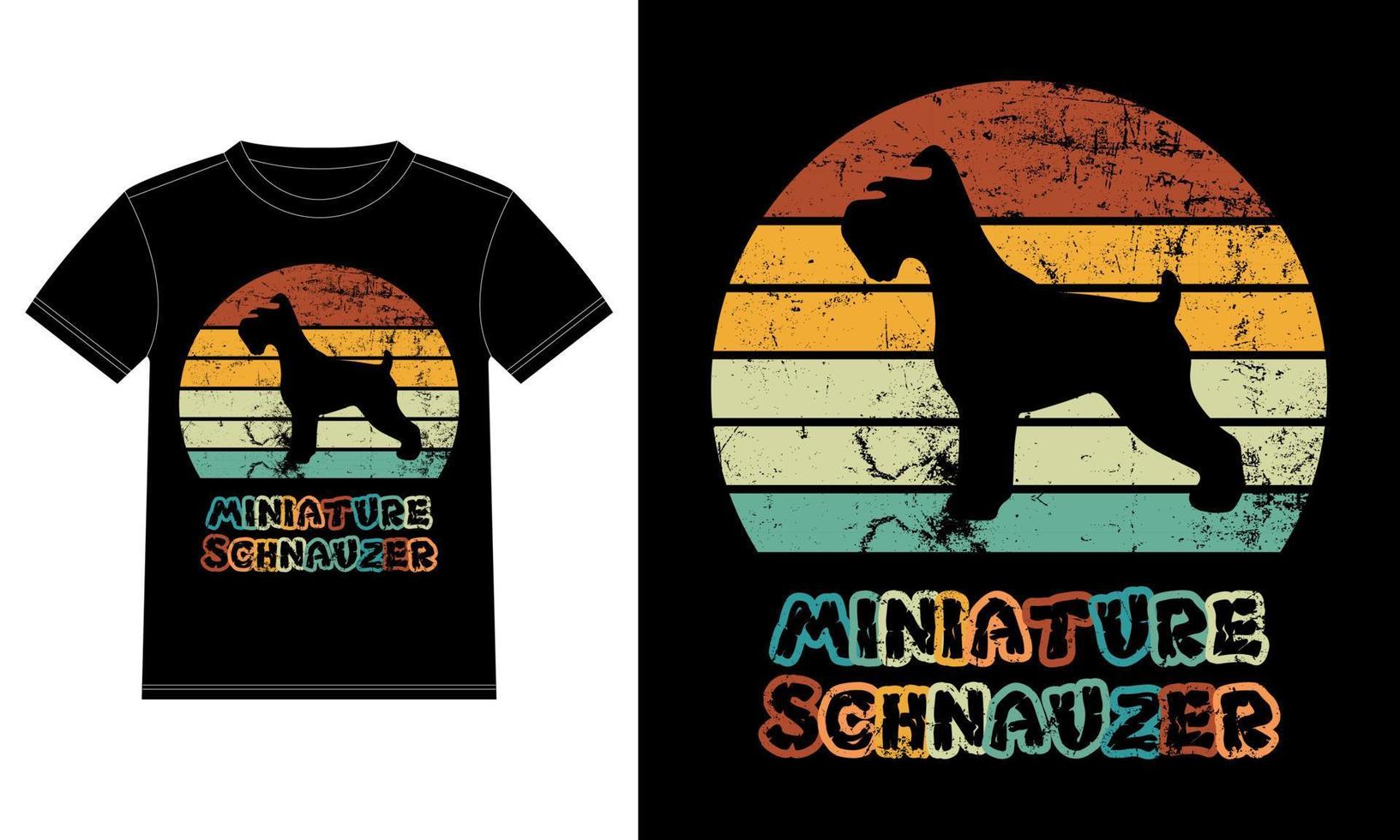 Sonnenuntergang-Silhouettegeschenkhundeliebhaber-Hundebesitzer des lustigen Zwergschnauzers Vintager retro wesentlicher T - Shirt vektor