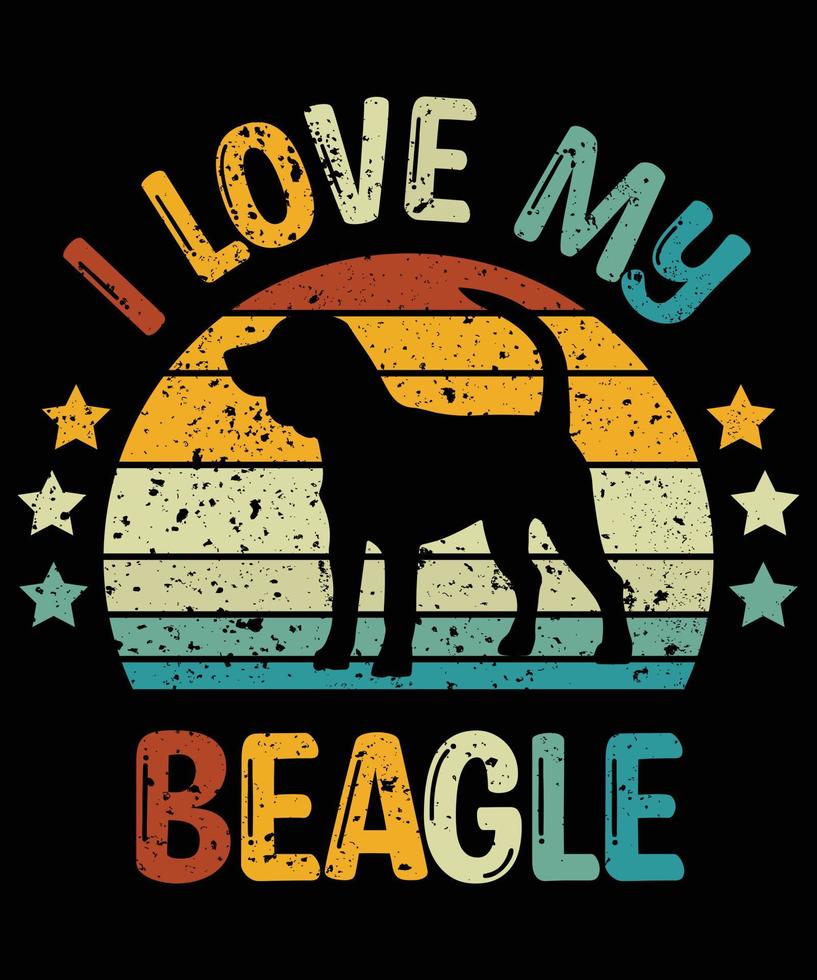 rolig beagle vintage retro solnedgång silhuett gåvor hund älskare hundägare viktig t-shirt vektor