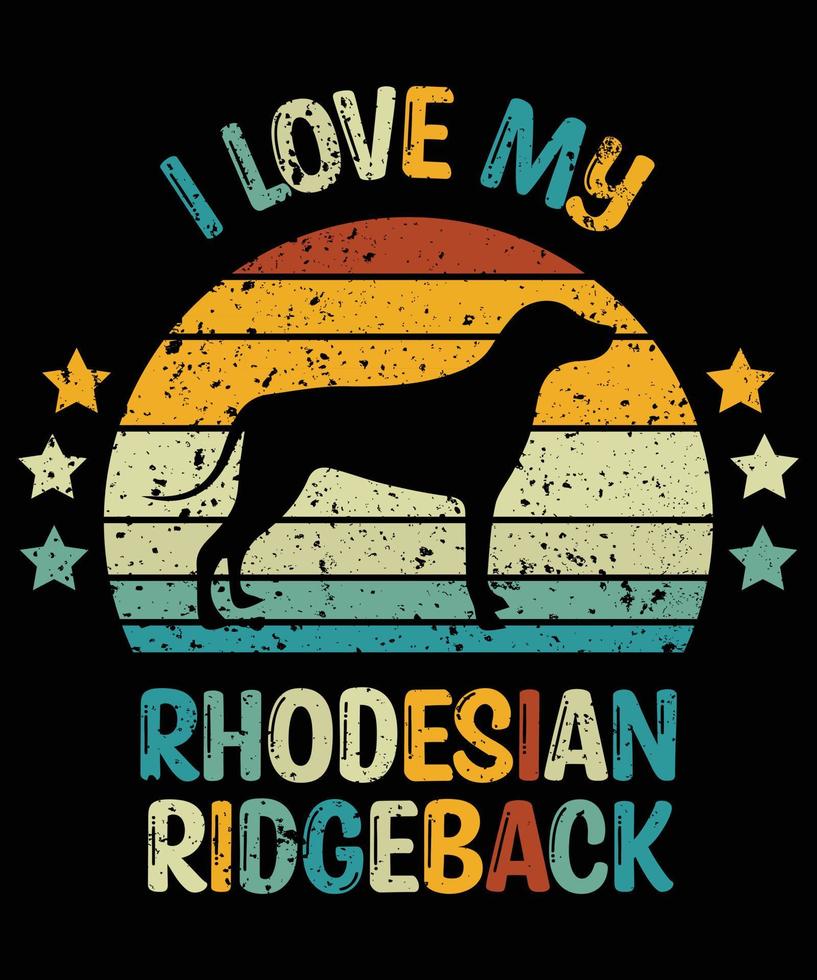 Sonnenuntergang-Silhouettegeschenke des lustigen rhodesian ridgeback Vintagen Retro- wesentlichen T - Shirt des Hundeliebhaber-Hundebesitzers vektor