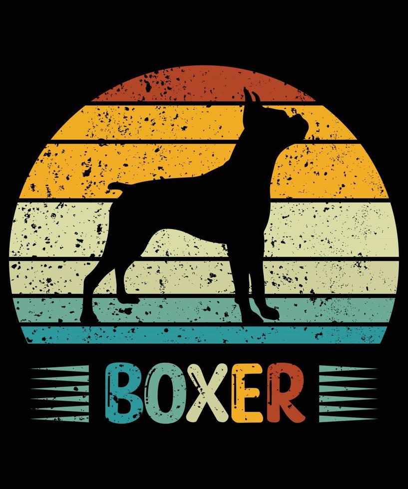 Sonnenuntergang-Silhouettegeschenke des lustigen Boxers Vintager retro wesentlicher T - Shirt des Hundeliebhaber-Hundeinhabers vektor