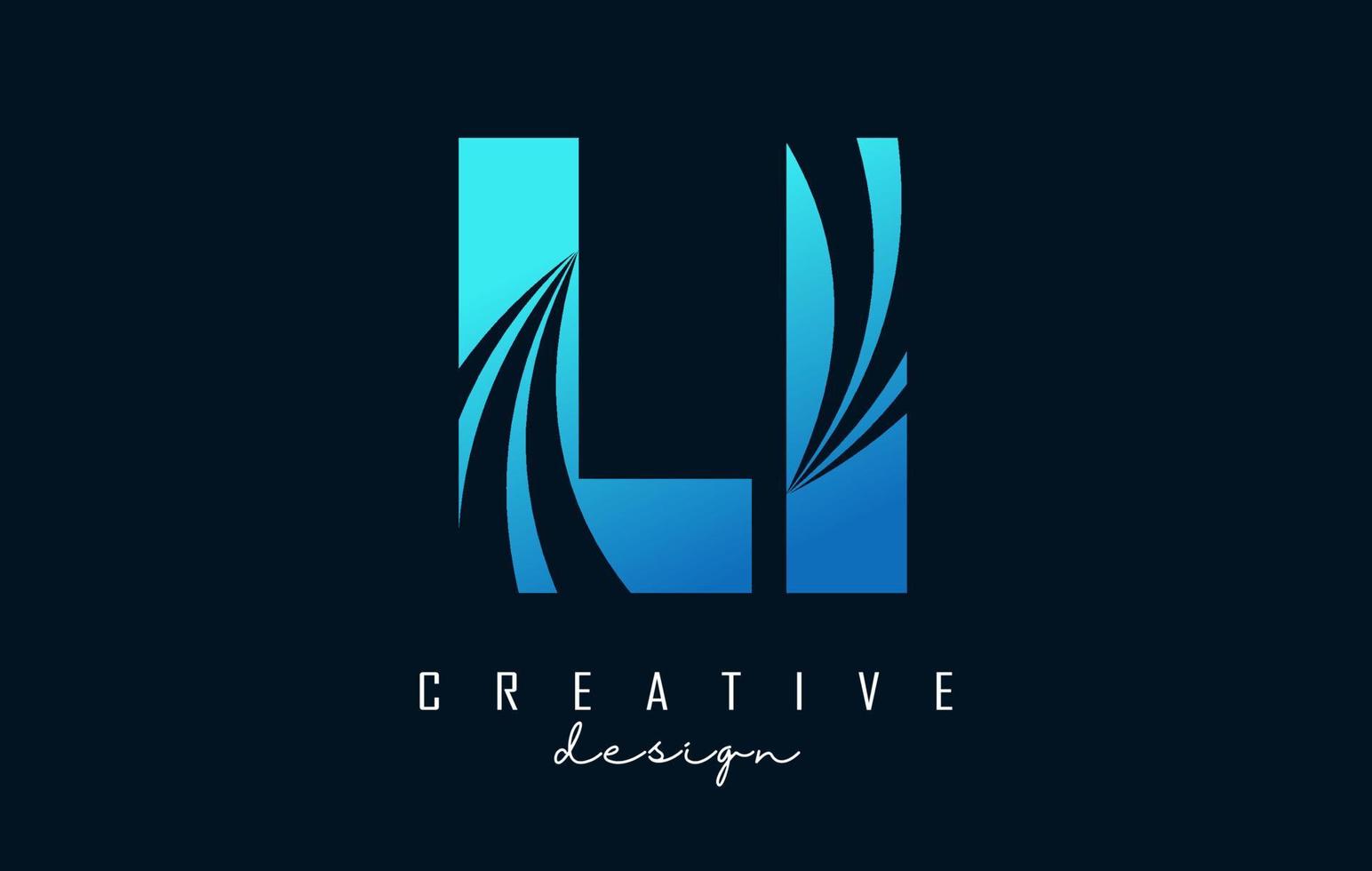 kreativa blå bokstäver li li-logotyp med ledande linjer och vägkonceptdesign. bokstäver med geometrisk design. vektor