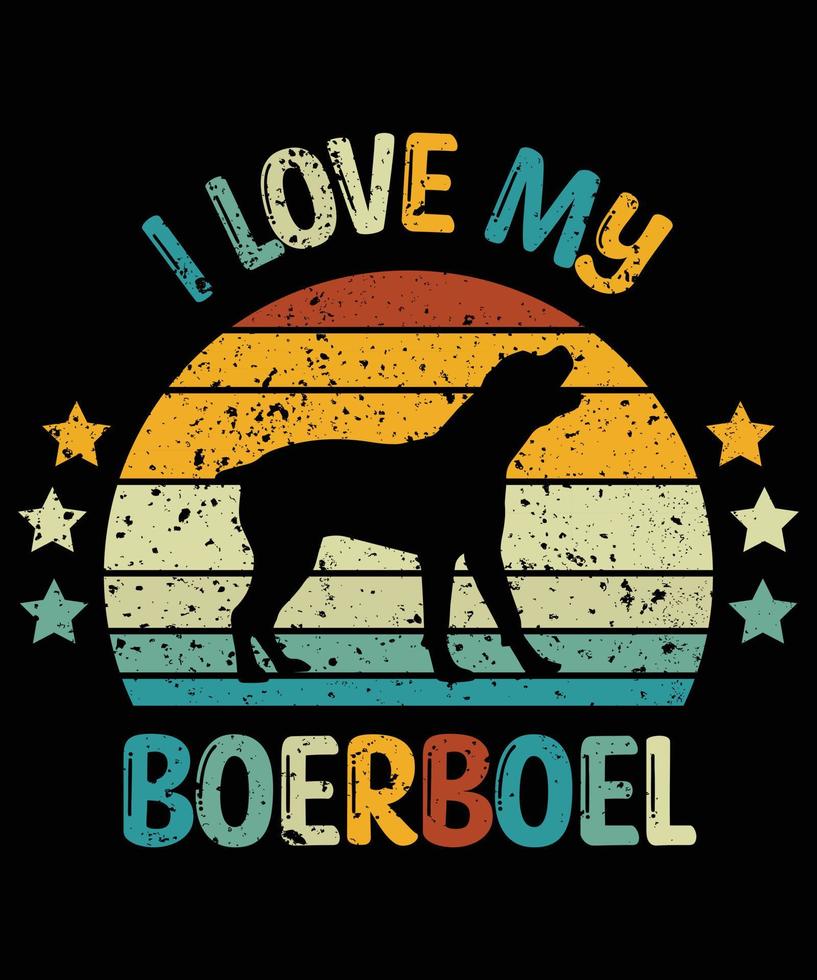 roliga boerboel vintage retro solnedgång silhuett gåvor hund älskare hundägare väsentlig t-shirt vektor