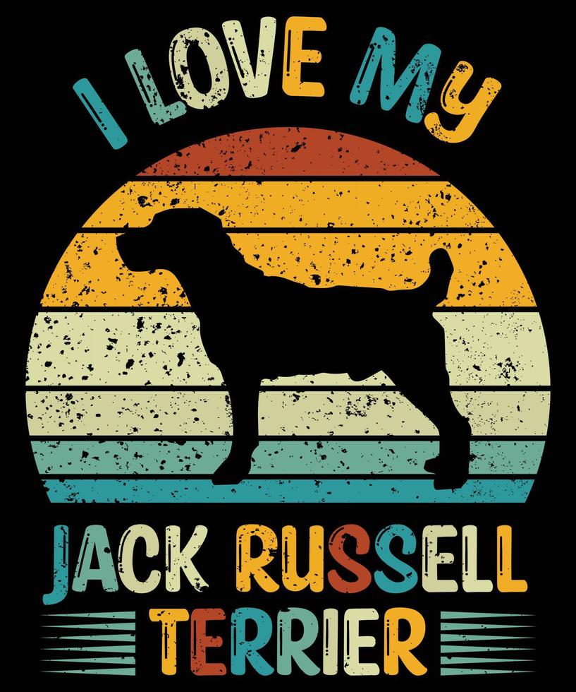 Sonnenuntergang-Silhouettegeschenke des lustigen Jack Russell-Terriers Vintager retro wesentlicher T - Shirt des Hundeliebhaber-Hundebesitzers vektor