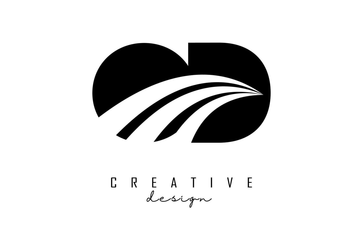 kreative schwarze buchstaben od od logo mit führenden linien und straßenkonzeptdesign. Buchstaben mit geometrischem Design. vektor