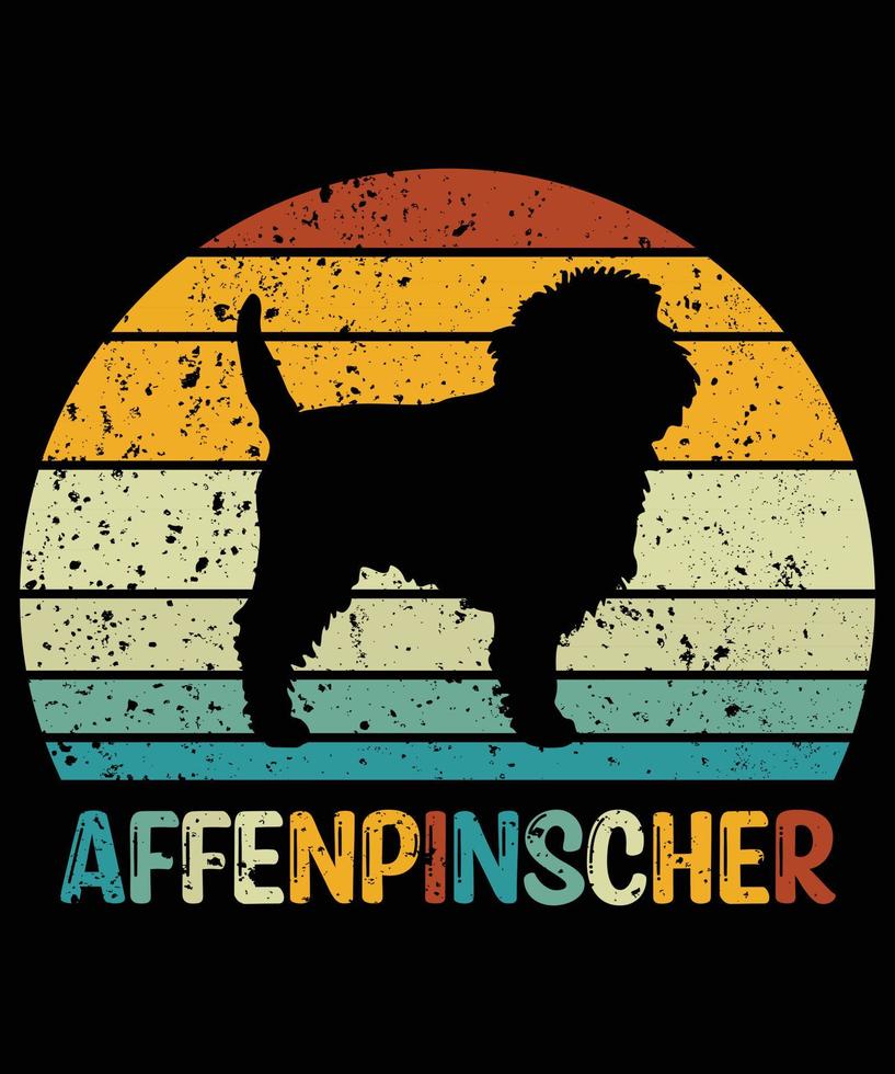 rolig affenpinscher vintage retro solnedgång silhuett gåvor hund älskare hundägare väsentlig t-shirt vektor