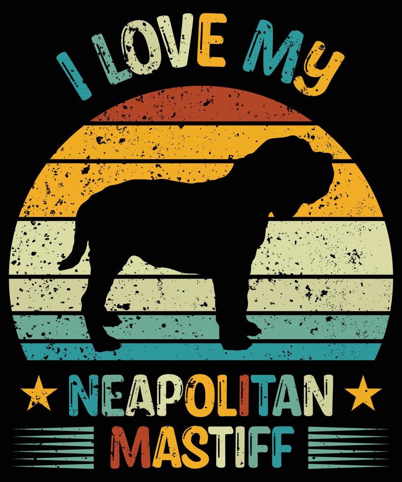 rolig napolitansk mastiff vintage retro solnedgång silhuett gåvor hund älskare hundägare viktig t-shirt vektor