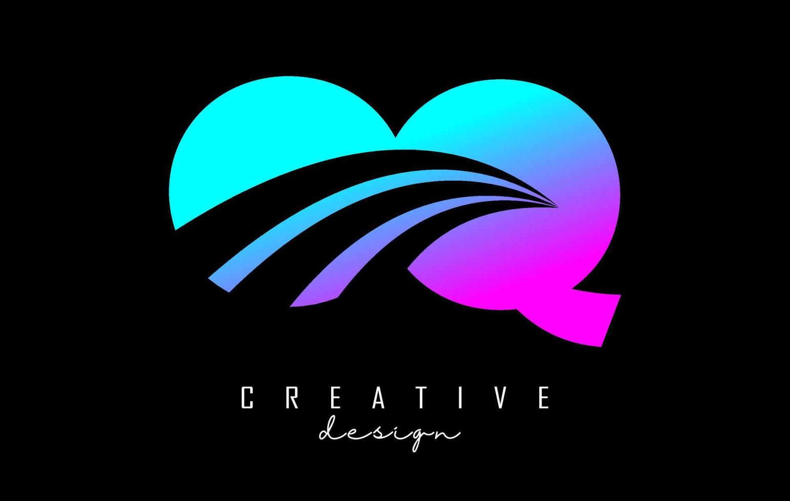 kreativa färgglada bokstäver oq oq logotyp med ledande linjer och vägkonceptdesign. bokstäver med geometrisk design. vektor