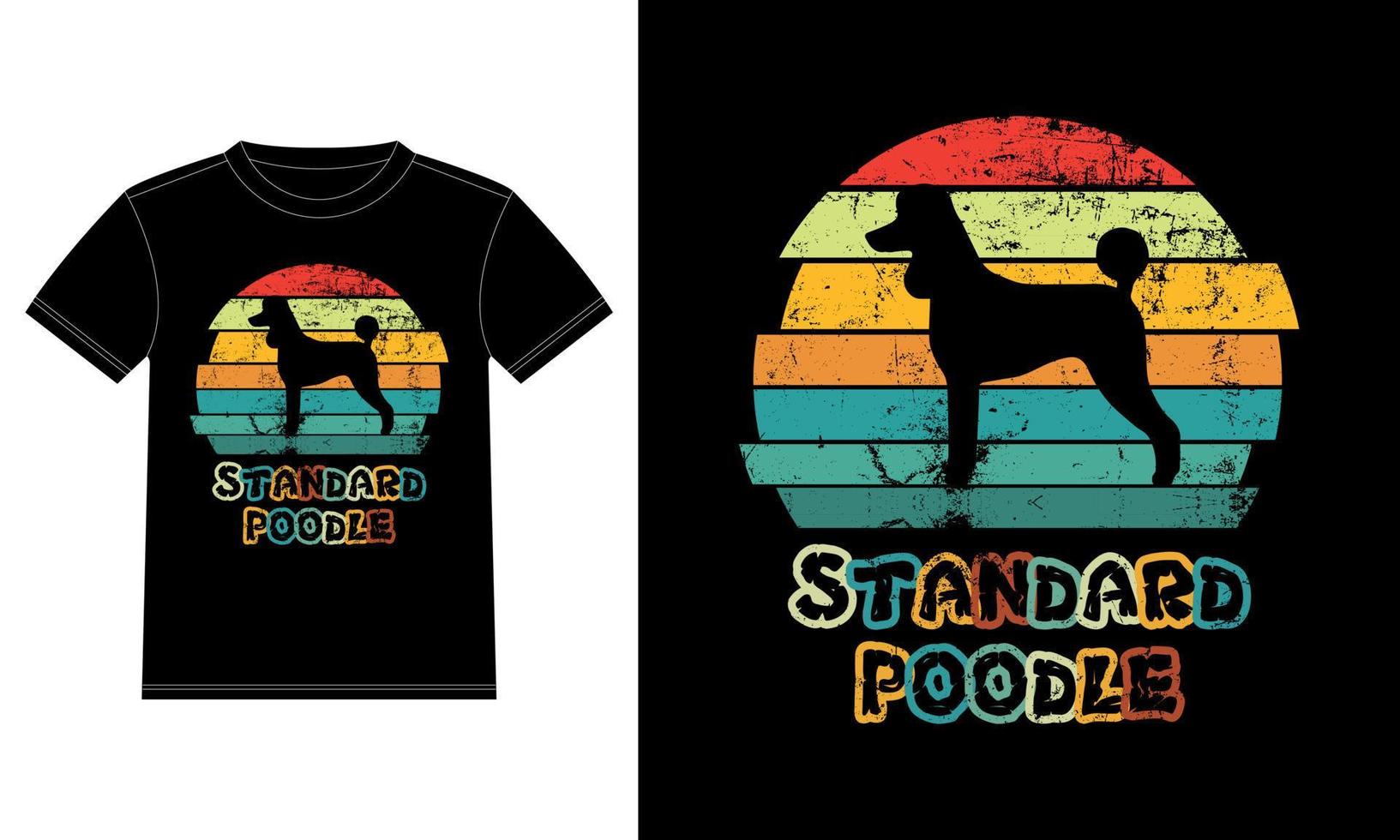 rolig standard pudel vintage retro solnedgång silhuett gåvor hund älskare hundägare viktig t-shirt vektor