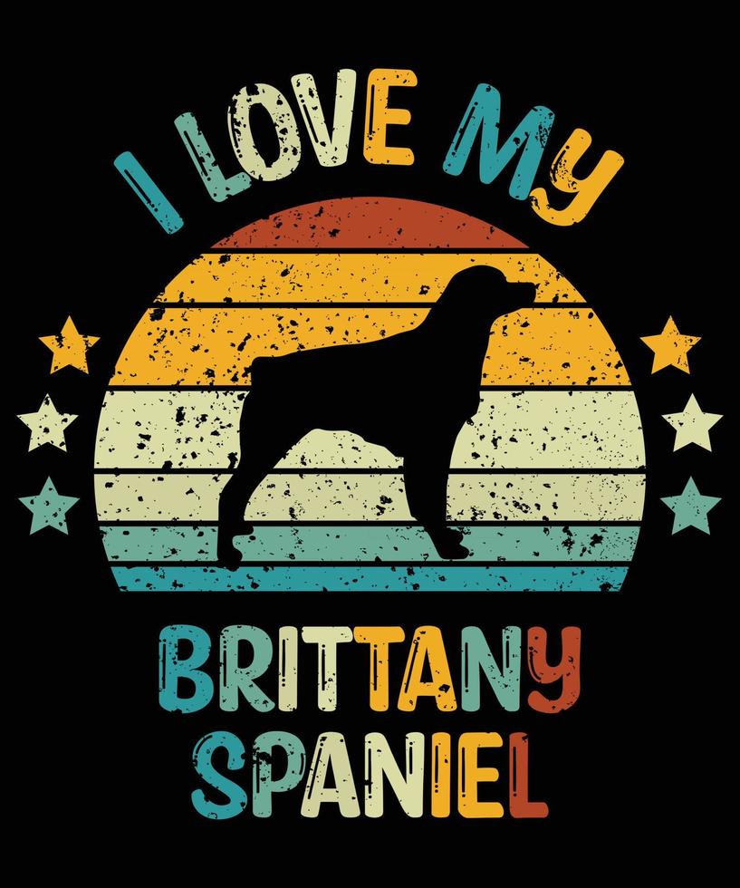 roliga brittany spaniel vintage retro solnedgång silhuett gåvor hund älskare hundägare viktig t-shirt vektor