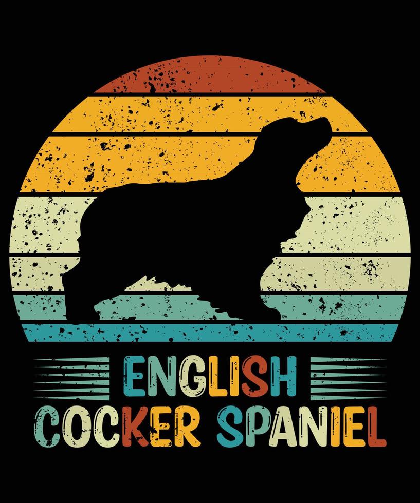 rolig engelsk cocker spaniel vintage retro solnedgång siluett gåvor hund älskare hundägare viktig t-shirt vektor