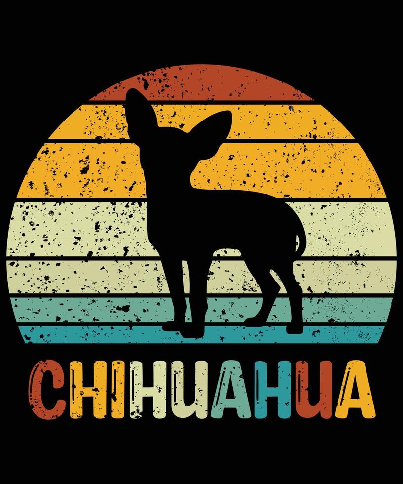 Sonnenuntergang-Silhouettegeschenkhundeliebhaber-Hundeinhaber-wesentlicher T - Shirt der lustigen Chihuahua Vintager retro vektor