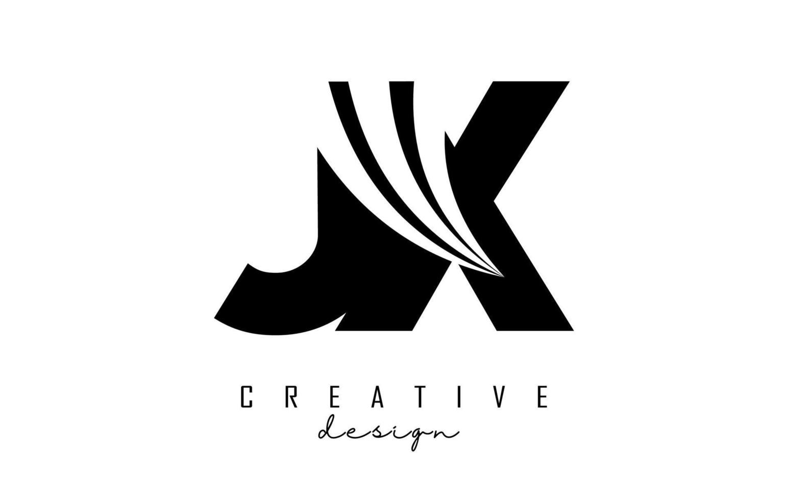 kreativa svarta bokstäver jx jx-logotyp med ledande linjer och vägkonceptdesign. bokstäver med geometrisk design. vektor